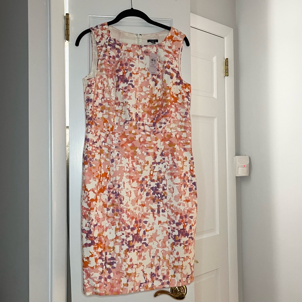 Ann Taylor Cotton Orange and Pink Sheath Midi Dress